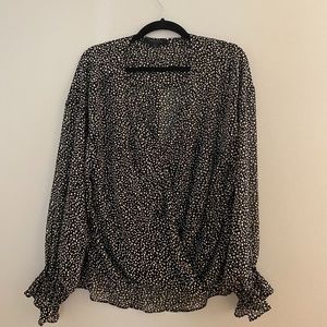 All Saints Black dot cross over blouse
